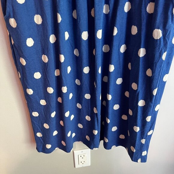 Bardot Margot Polka Dot Scoop Neck Dress 8L Blue White Ruched Waist - Picture 6 of 11